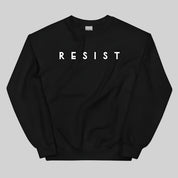 Mockup of a black "resist" sweatshirt
