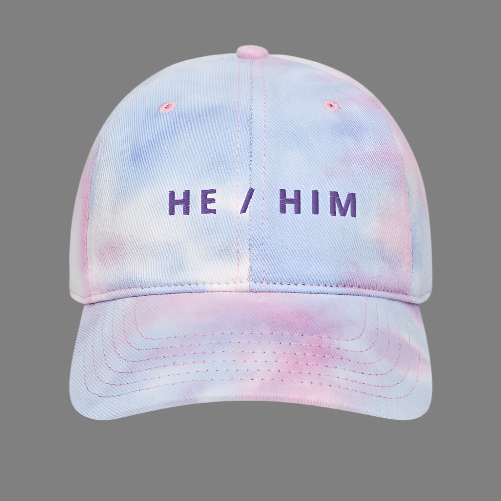He / Him Pronouns Tie Dye Hat
