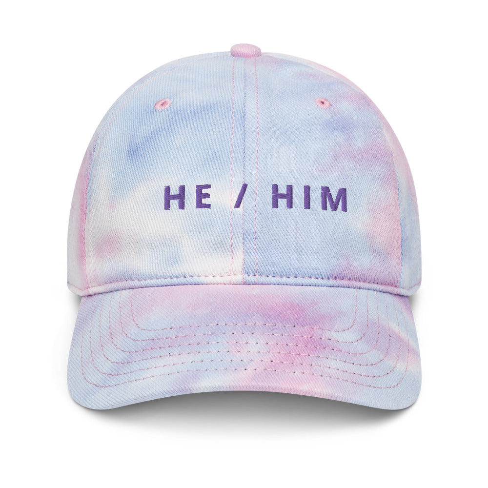 He / Him Pronouns Tie Dye Hat
