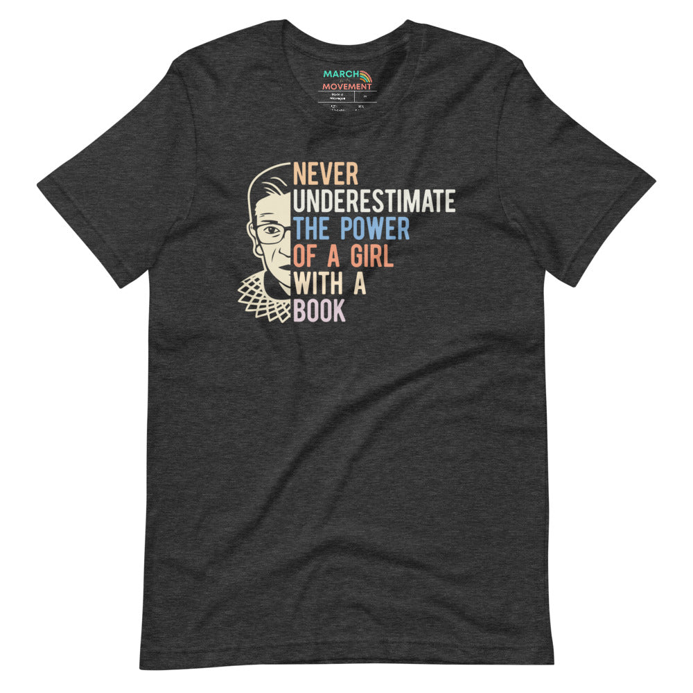 Never Underestimate the Power of a Girl With a Book T-Shirt