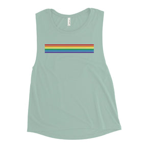 Classic Rainbow Stripes Minimalist Women's Muscle Tank