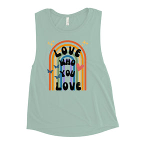 Love Who You Love Retro Women's Muscle Tank