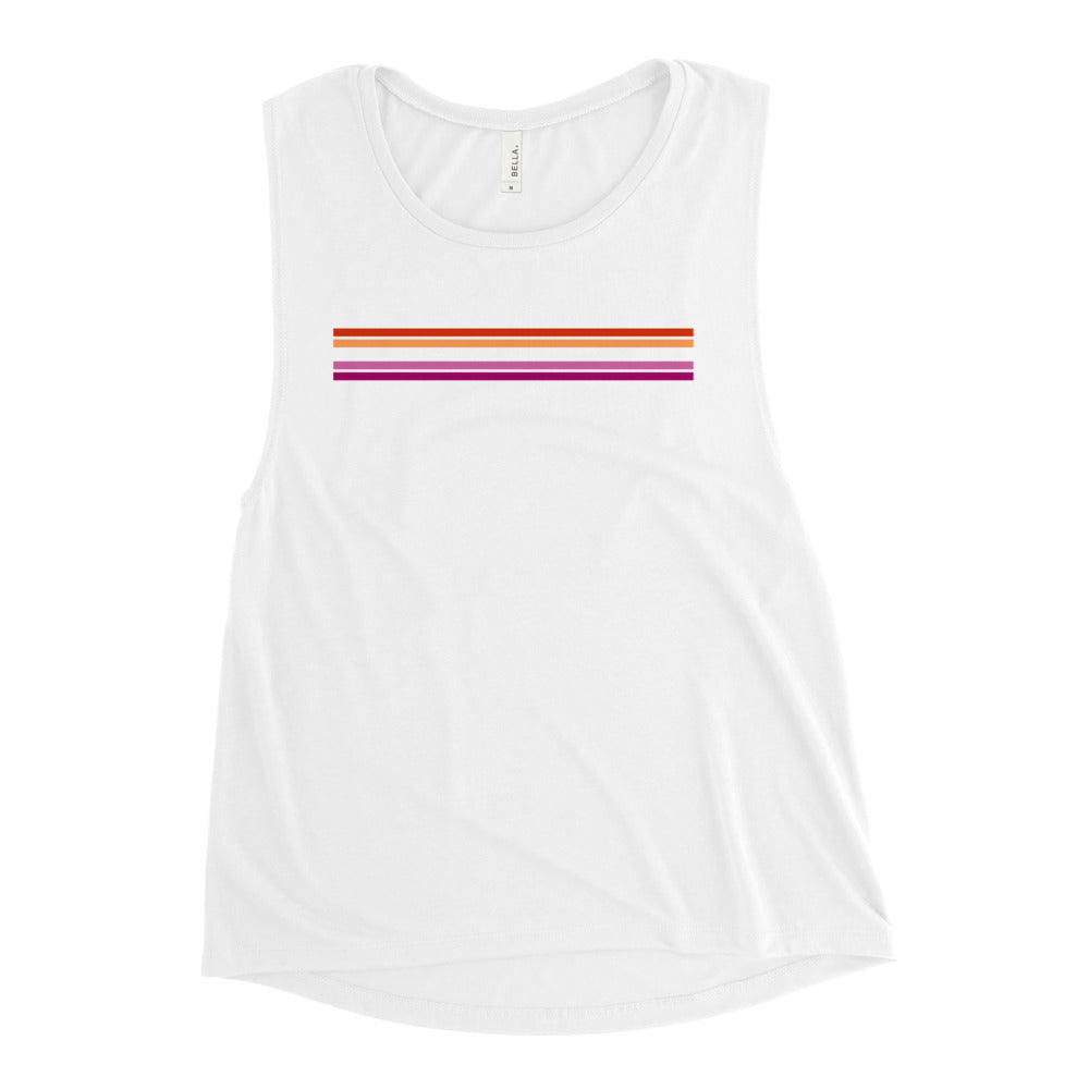 Lesbian Pride Stripes Minimalist Women's Muscle Tank