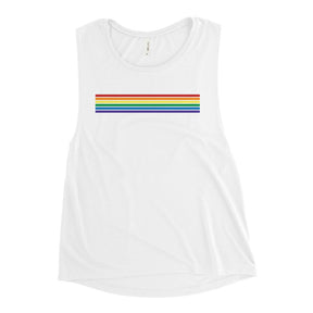 Classic Rainbow Stripes Minimalist Women's Muscle Tank
